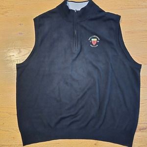 Peter Millar Golf Vest XL Black 1/4 Zip Merino Wool Normcore GrandPa Vest Mens